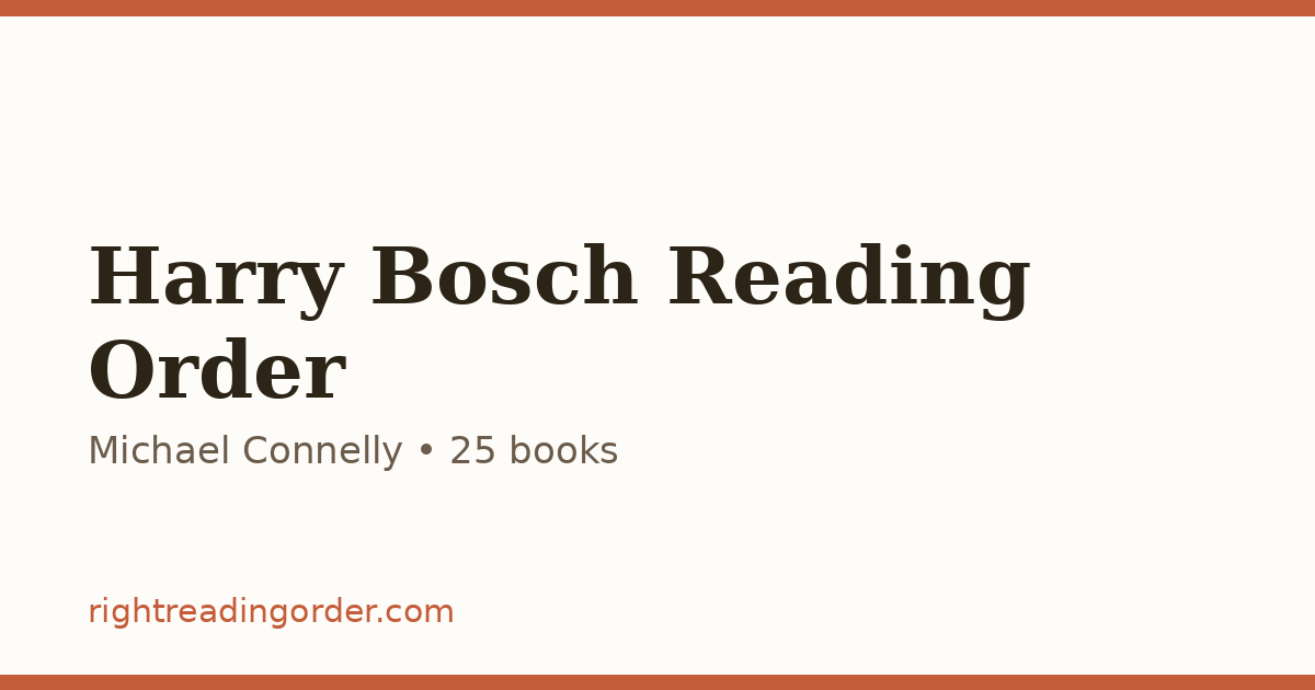 Harry Bosch Reading Order — Michael Connelly Series Guide